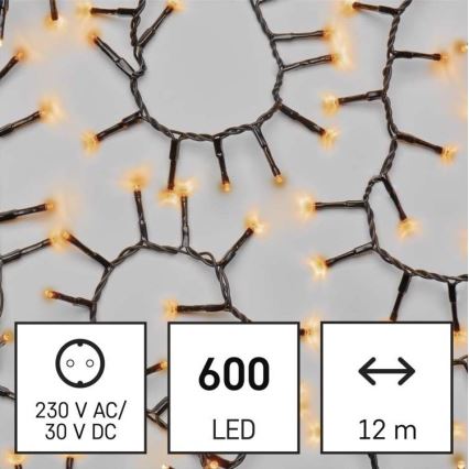 LED Vianočná vonkajšia reťaz 600xLED/17m IP44 vintage