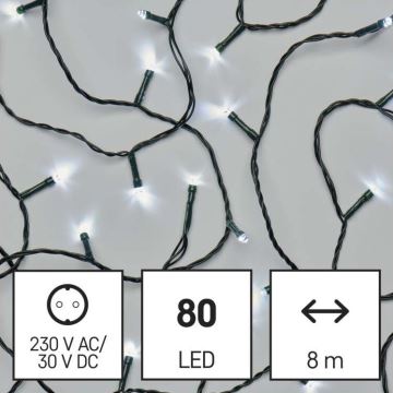 LED Vianočná vonkajšia reťaz 80xLED/13m IP44 studená biela