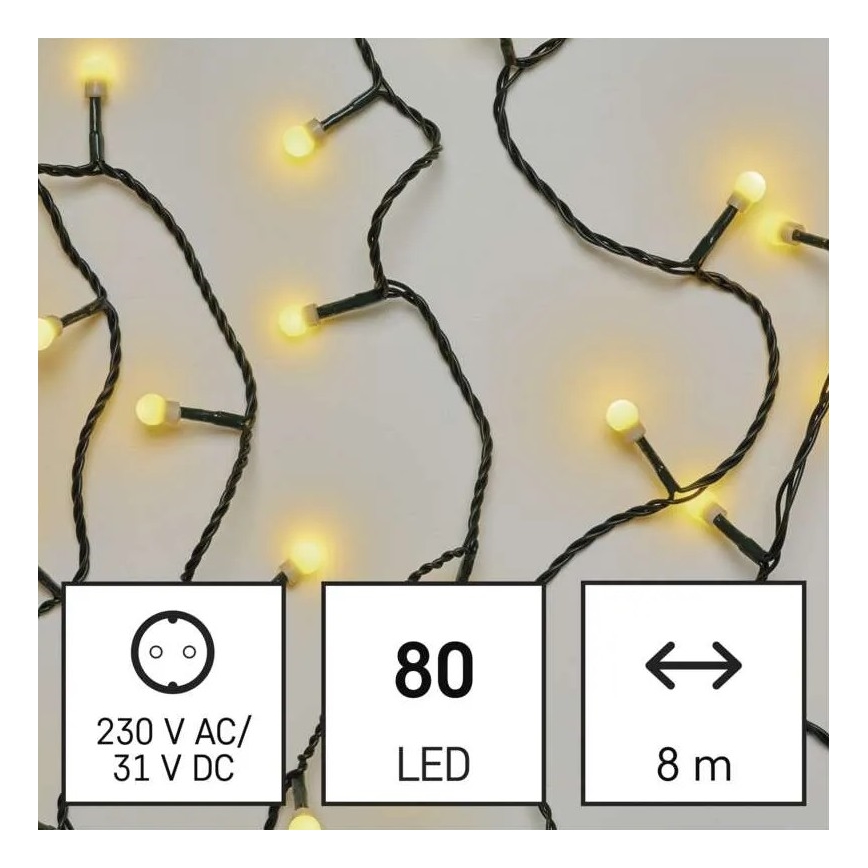 LED Vianočná vonkajšia reťaz 80xLED/13m IP44 teplá biela