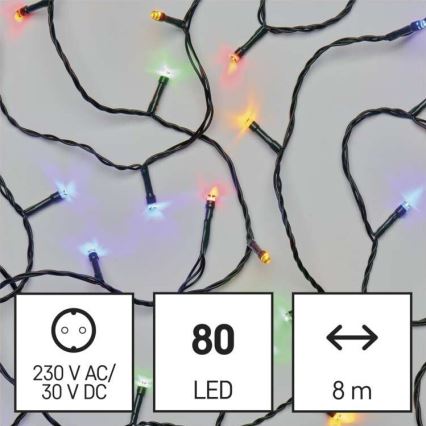 LED Vianočná vonkajšia reťaz 80xLED/13m IP44 viacfarebná