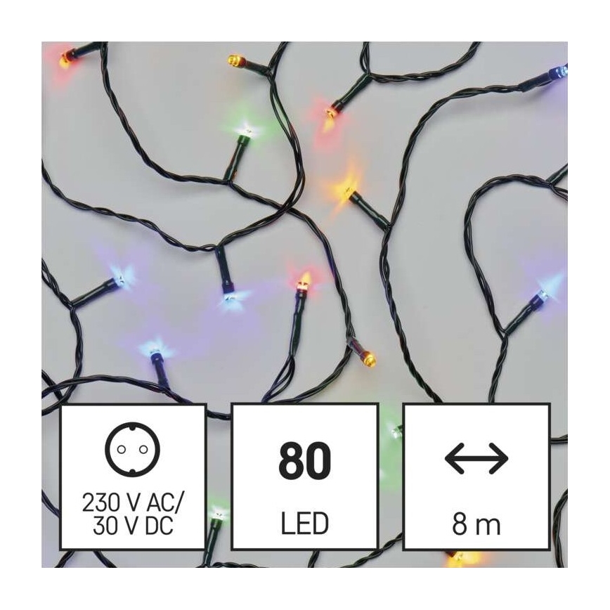 LED Vianočná vonkajšia reťaz 80xLED/13m IP44 viacfarebná