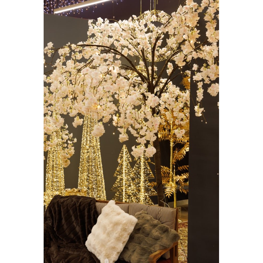 LED Vianočný dekoratívny umelý strom CHERRY TREE 288xLED/230V 2,5 m čerešňa