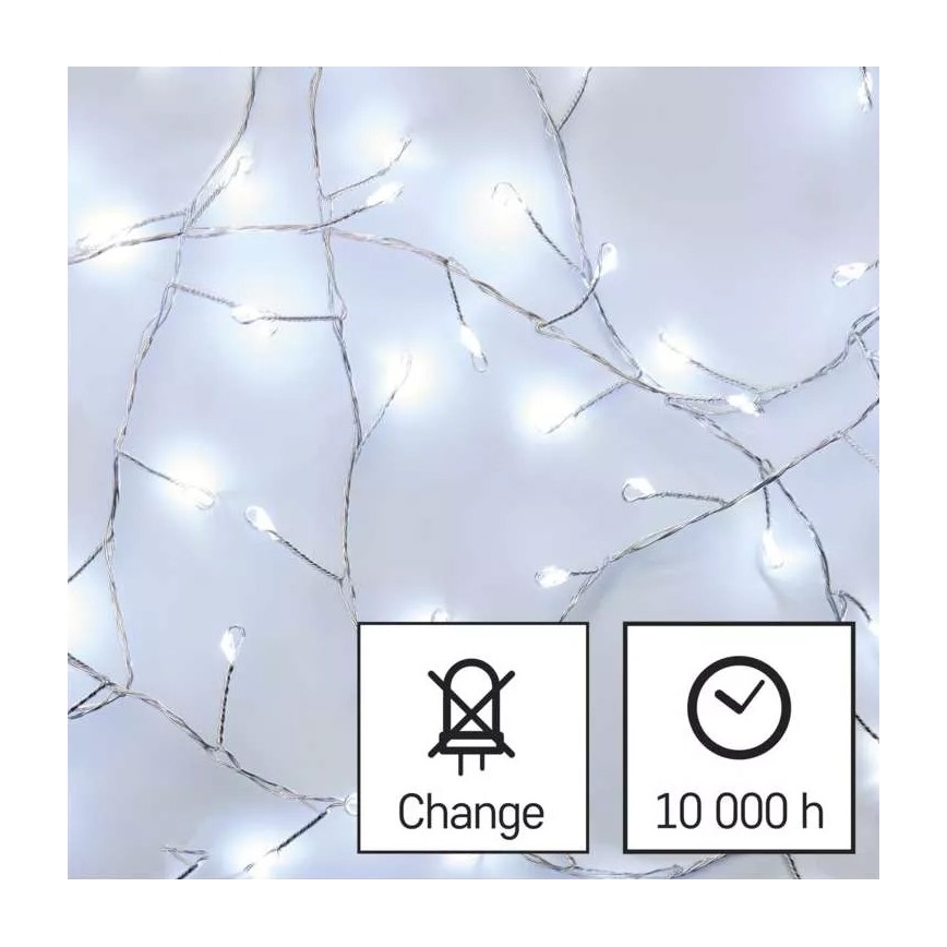 LED Vianočný reťaz 100xLED/3xAA 2,7 m studená biela