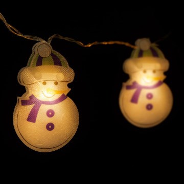 LED vianočný reťaz 10xLED/2xAA 1,35 m teplá biela snehuliak