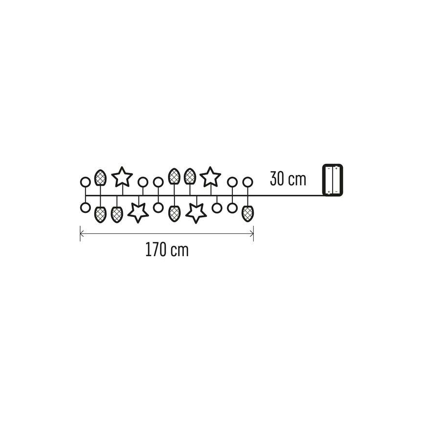 LED Vianočný reťaz 20xLED/2xAA 2m