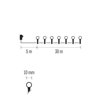 LED vianočný reťaz 300xLED/230V/8 funkcií 35m IP44 teplá biela