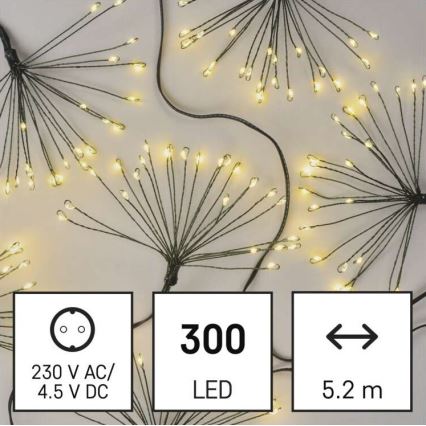 LED vianočný reťaz 300xLED 5,2+3 m teplá biela