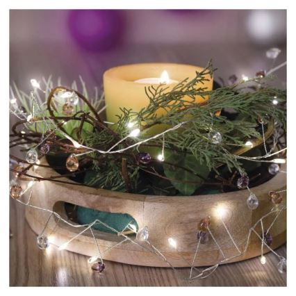 LED vianočný reťazec 40×LED/3×AA 1,5 m teplá biela