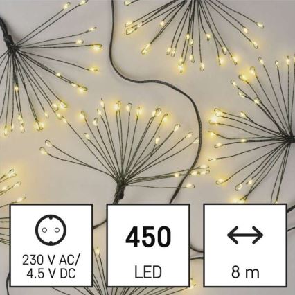 LED Vianočný reťazec 450xLED/11m teplá biela