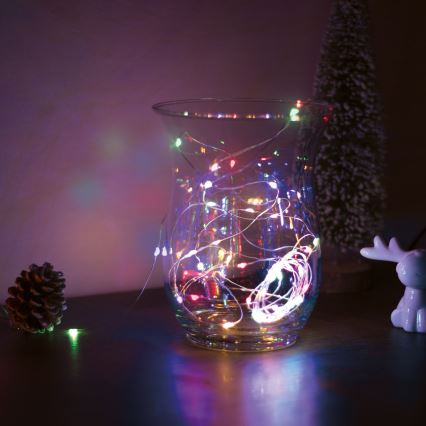 LED Vianočný reťazec 50xLED/3xAA 5m viacfarebný