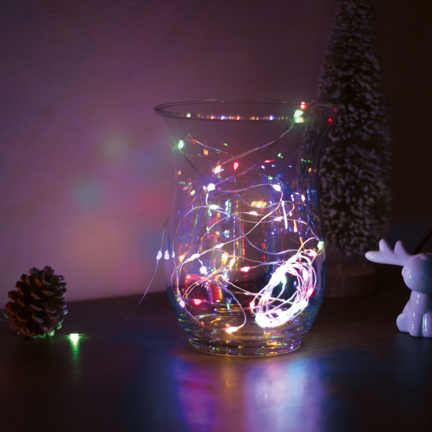 LED Vianočný reťazec 50xLED/3xAA 5m viacfarebný