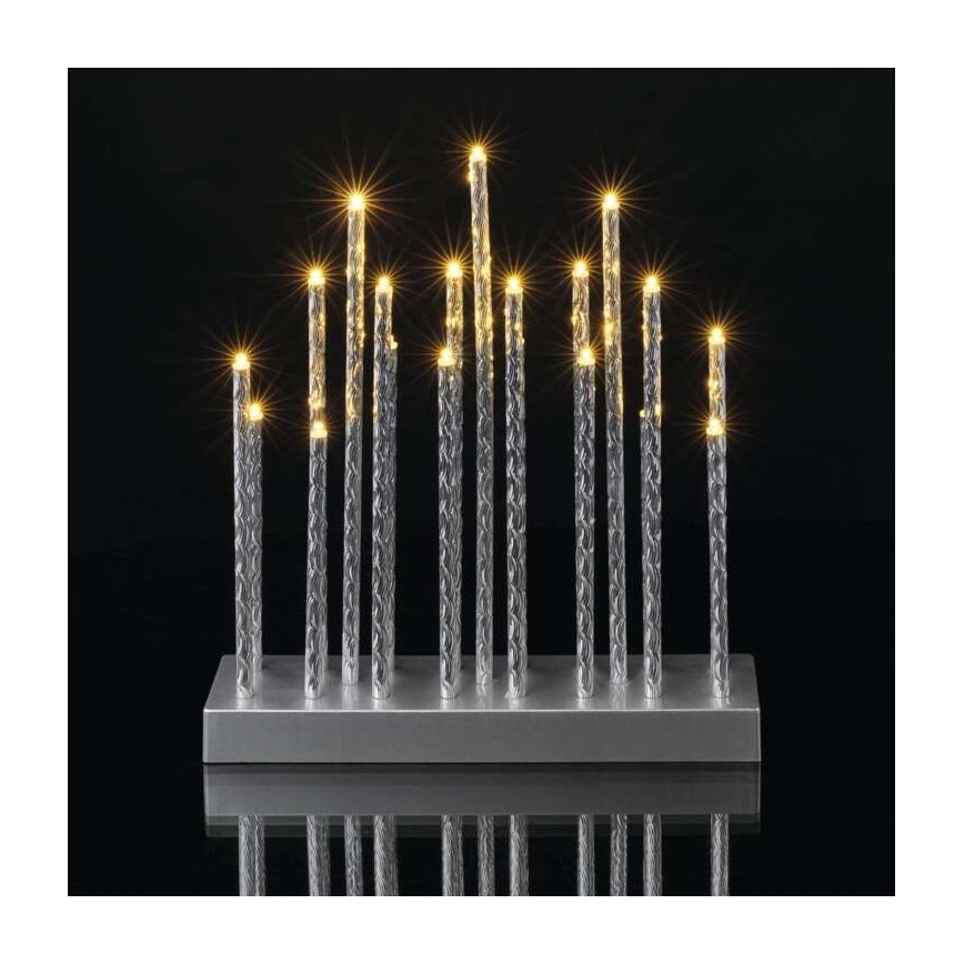 LED Vianočný svietnik 19xLED/3xAA šedá