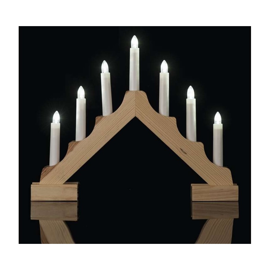 LED Vianočný svietnik 7xLED/2xAA béžová