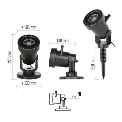 LED Vianočný vonkajší projektor LED/3,6W/230V IP44 viacfarebný