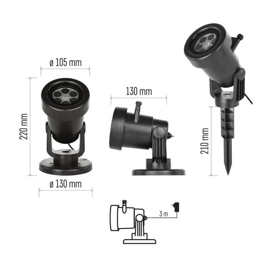 LED Vianočný vonkajší projektor LED/3,6W/230V IP44 viacfarebný