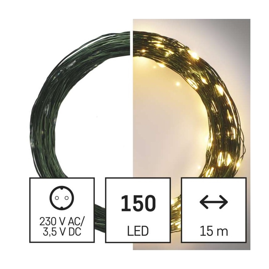 LED Vianočný vonkajší reťaz 150xLED/20m IP44 teplá biela