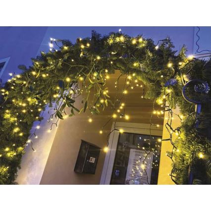 LED Vianočný vonkajší reťaz 200xLED/8 režimov 8,6m IP44 teplá biela
