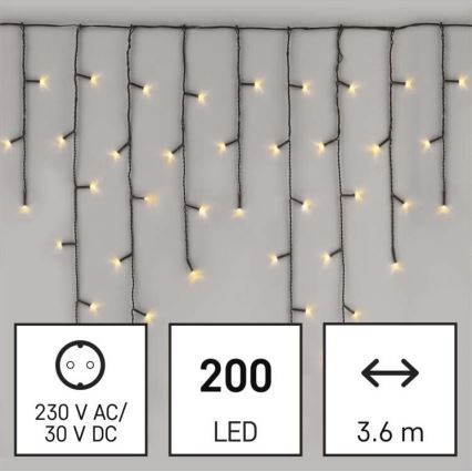 LED Vianočný vonkajší reťaz 200xLED/8 režimov 8,6m IP44 teplá biela