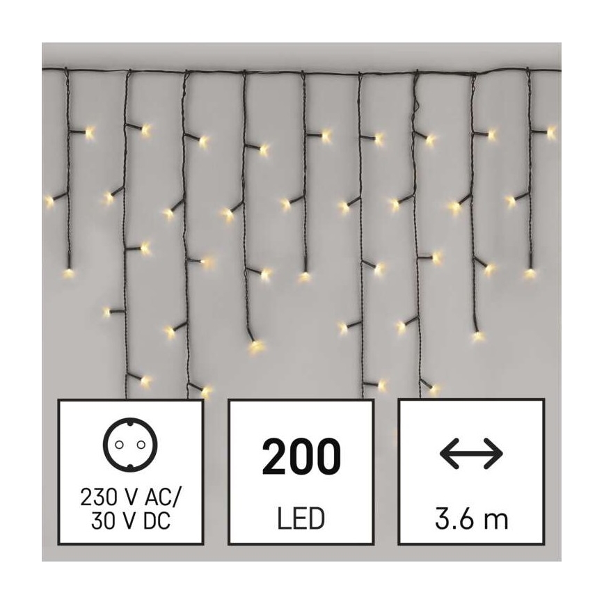 LED Vianočný vonkajší reťaz 200xLED/8 režimov 8,6m IP44 teplá biela