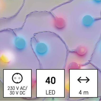LED Vianočný vonkajší reťaz 40xLED/9m IP44 viacfarebný