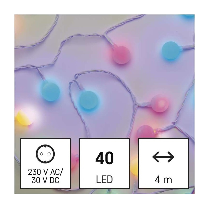 LED Vianočný vonkajší reťaz 40xLED/9m IP44 viacfarebný