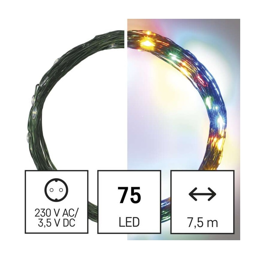 LED Vianočný vonkajší reťaz 75xLED/12,5m IP44 viacfarebný