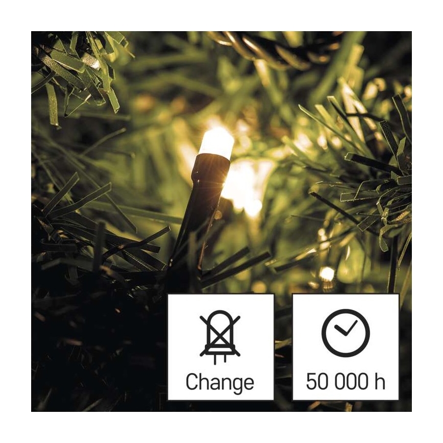 LED Vianočný vonkajší reťaz 80xLED/3xAA 6,1m IP44 teplá biela