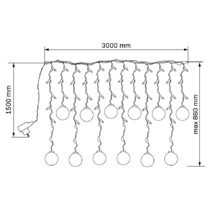 LED Vianočný záves WISH BALLS 108xLED/8 funkcií 4,5 m teplá biela