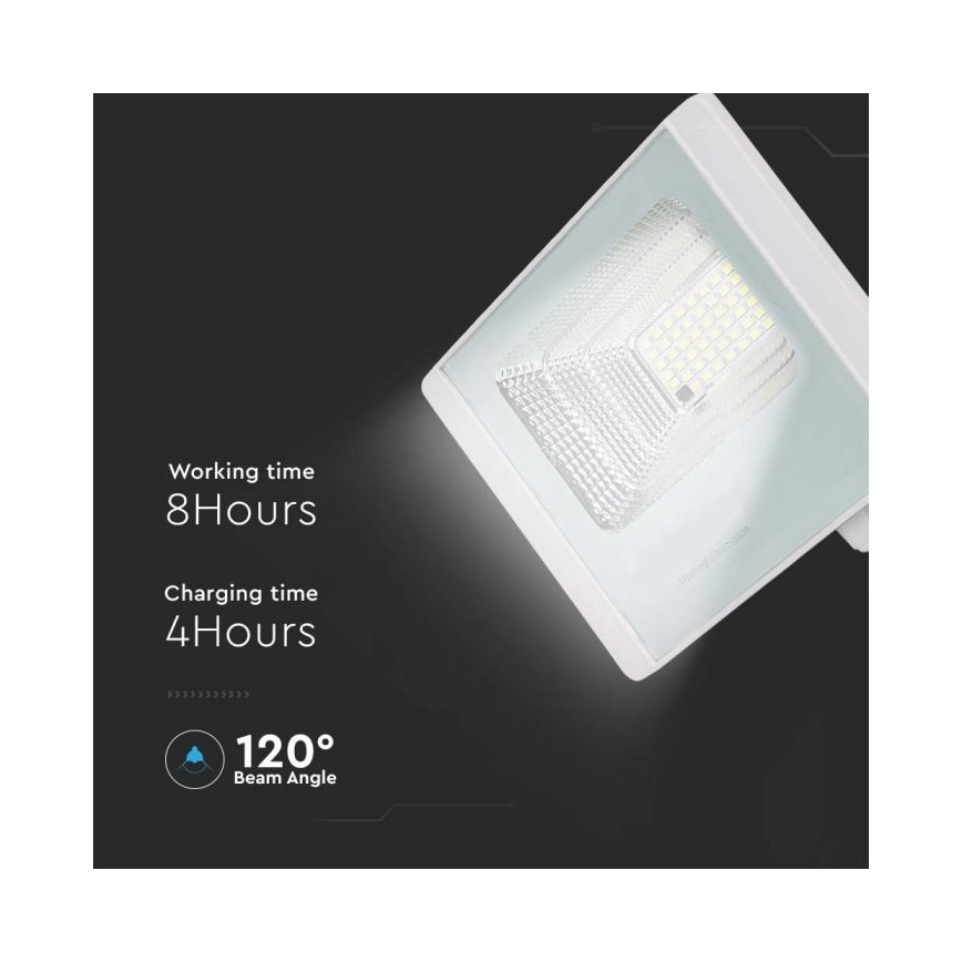 LED Vonakajší solárny reflektor LED/12W/3,2V IP65 6400K + diaľkové ovládanie