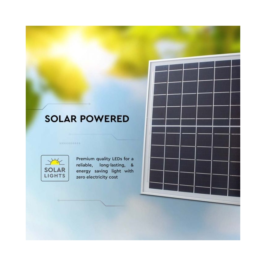 LED Vonakajší solárny reflektor LED/12W/3,2V IP65 6400K + diaľkové ovládanie