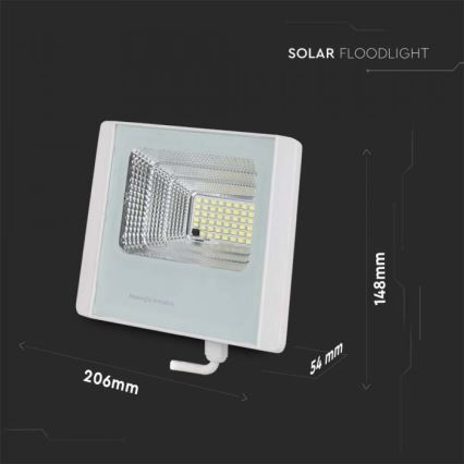 LED Vonakajší solárny reflektor LED/12W/3,2V IP65 6400K + diaľkové ovládanie