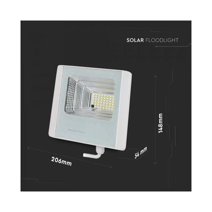 LED Vonakajší solárny reflektor LED/12W/3,2V IP65 6400K + diaľkové ovládanie