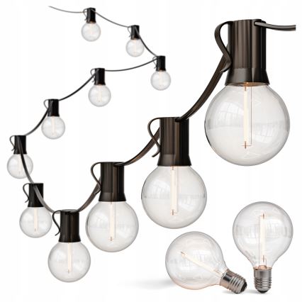 LED vonkajší dekoračný reťaz 25xE12/1W/230V 17,5 m IP65 čierny