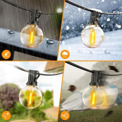 LED Vonkajší dekoratívny reťazec 25xE12/1W/230V 17,5 m IP65 čierna