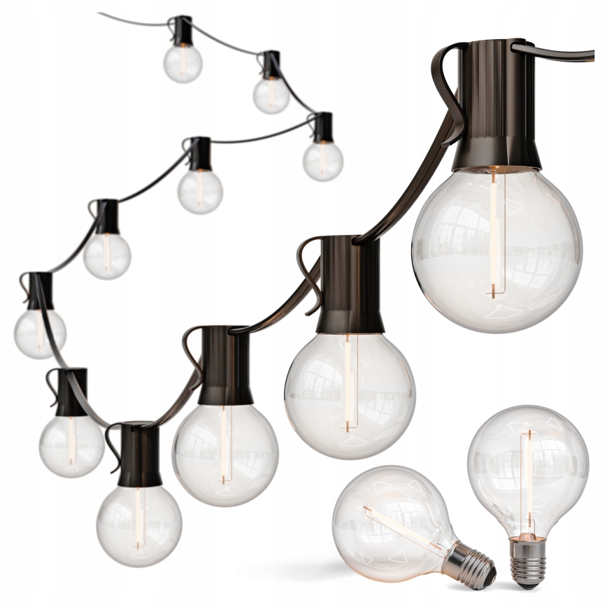 LED Vonkajší dekoratívny reťazec 25xE12/1W/230V 17,5 m IP65 čierna