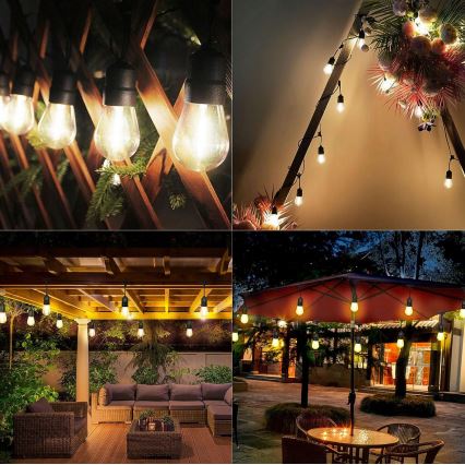 LED vonkajší dekoratívny svetelný reťazec 10xE27/1W/230V 10,94 m IP44 čierny