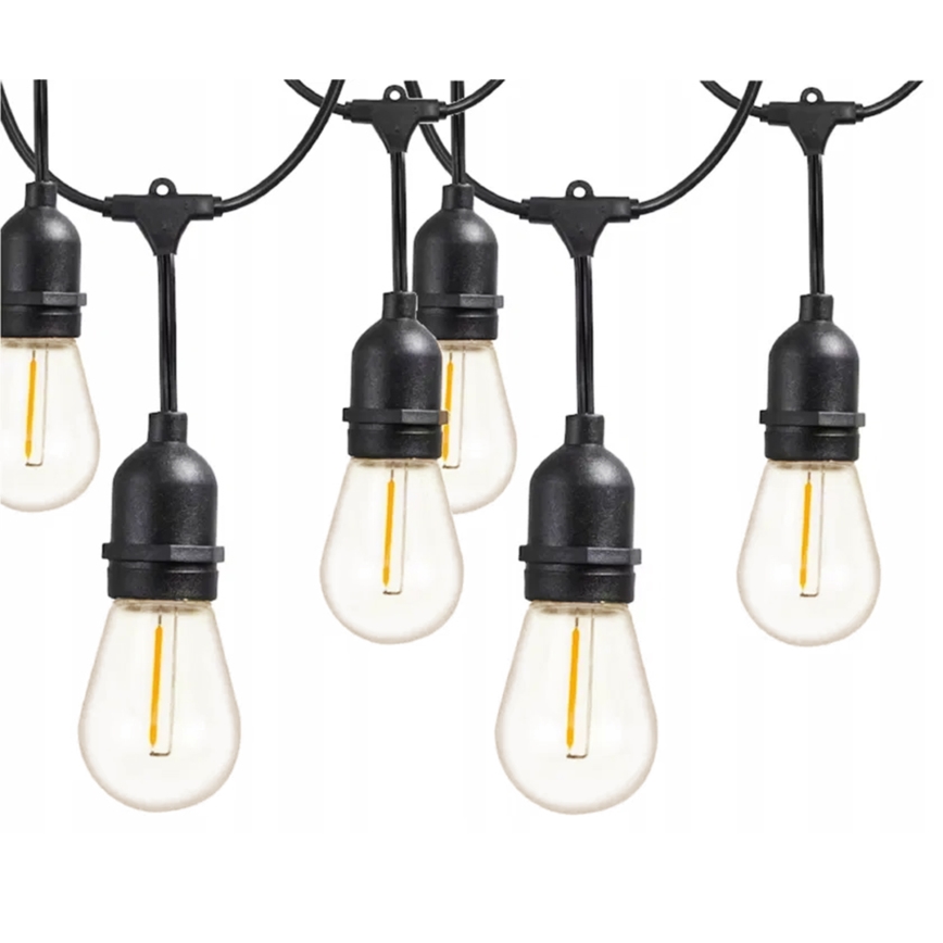 LED vonkajší dekoratívny svetelný reťazec 10xE27/1W/230V 10,94 m IP44 čierny