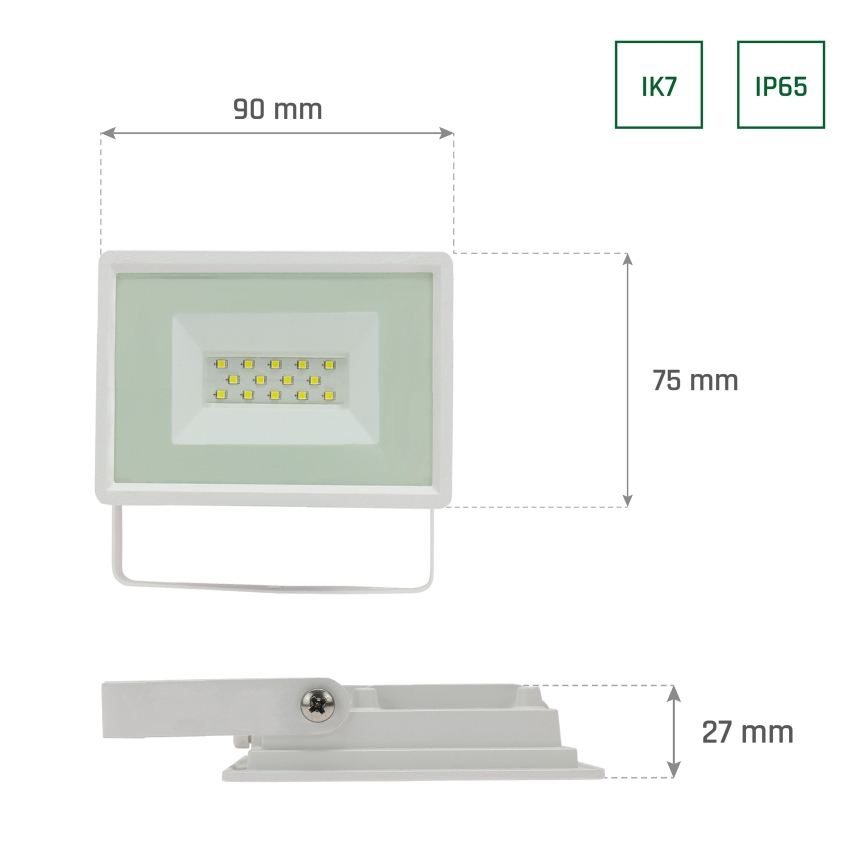 LED Vonkajší reflektor NOCTIS LUX 3 LED/10W/230V 4000K IP65 biela