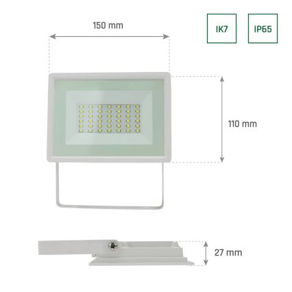 LED Vonkajší reflektor NOCTIS LUX 3 LED/30W/230V 3000K IP65 biela