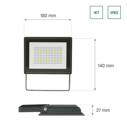 LED Vonkajší reflektor NOCTIS LUX 3 LED/50W/230V 6000K IP65 čierna