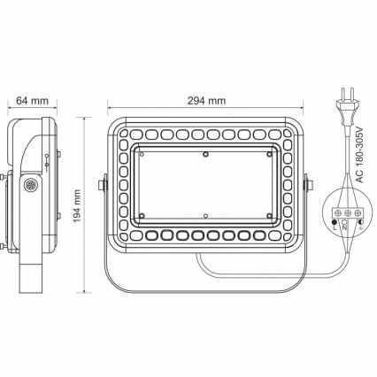 LED Vonkajší reflektor PROFI LED/100W/180-305V IP65