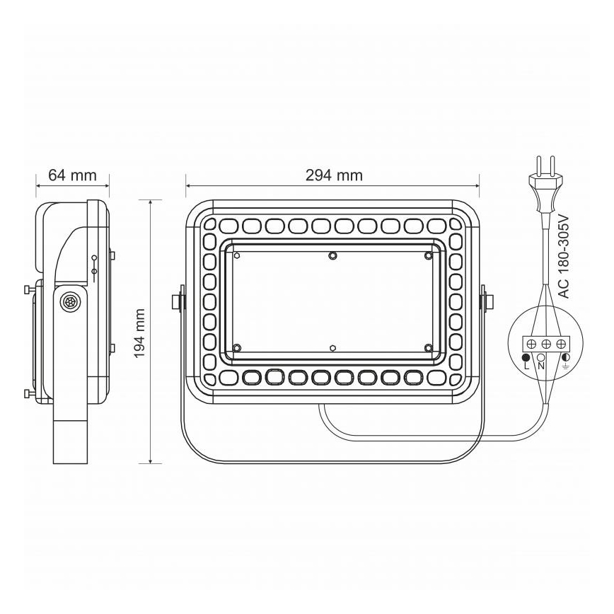 LED Vonkajší reflektor PROFI LED/100W/180-305V IP65