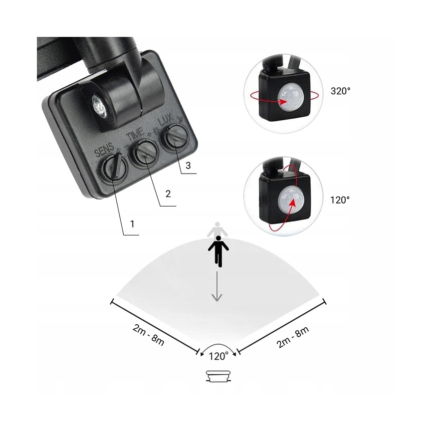 LED Vonkajší reflektor so senzorom LED/100W/230V 4000K IP65 čierna