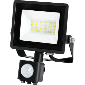 LED Vonkajší reflektor so senzorom LED/20W/230V IP44 6500K čierna