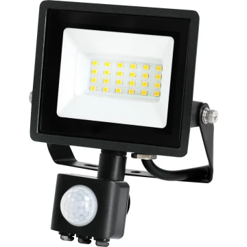 LED Vonkajší reflektor so senzorom LED/20W/230V IP44 6500K čierna