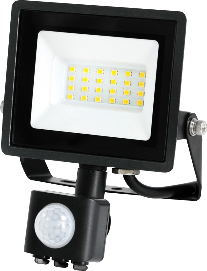 LED Vonkajší reflektor so senzorom LED/20W/230V IP44 6500K čierna