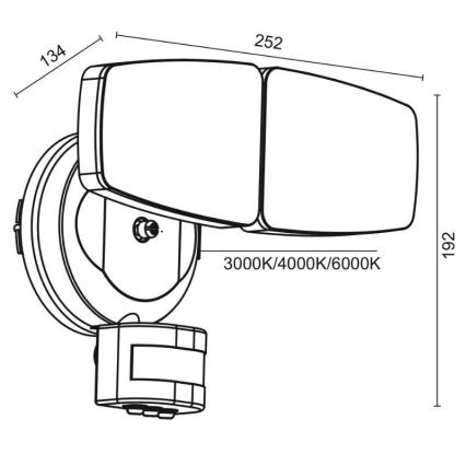 LED Vonkajší reflektor so senzorom LED/24W/230V 3000/4000/6000K IP54 biela