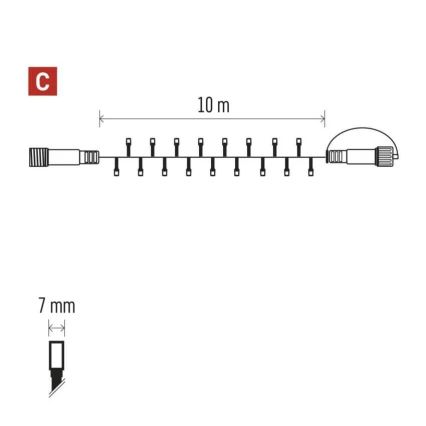 LED Vonkajší reťaz 100xLED/10m IP44 teplá biela