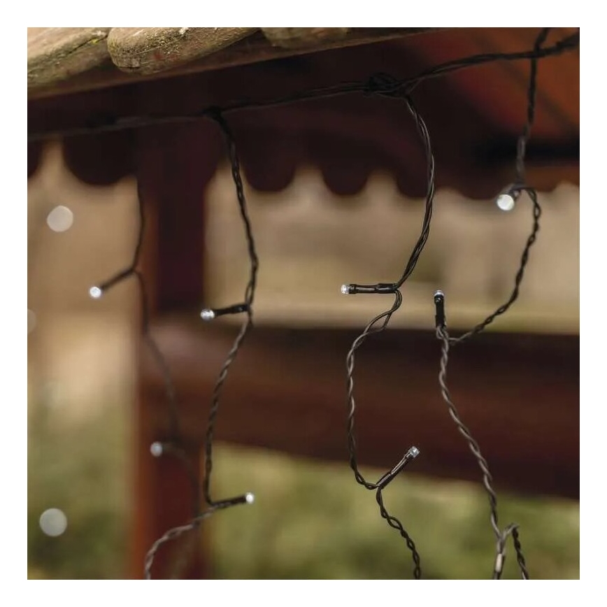 LED vonkajší reťaz 100xLED/2,5x0,9m IP44 studená biela