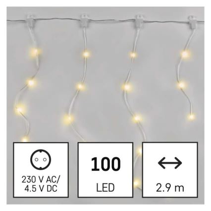 LED vonkajší reťaz 100xLED/8 funkcií 7,9x0,7m IP44 teplá biela